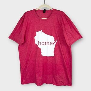 Wisconsin home red graphic tee 2XL short sleeve crew neck t-shirt loose fit